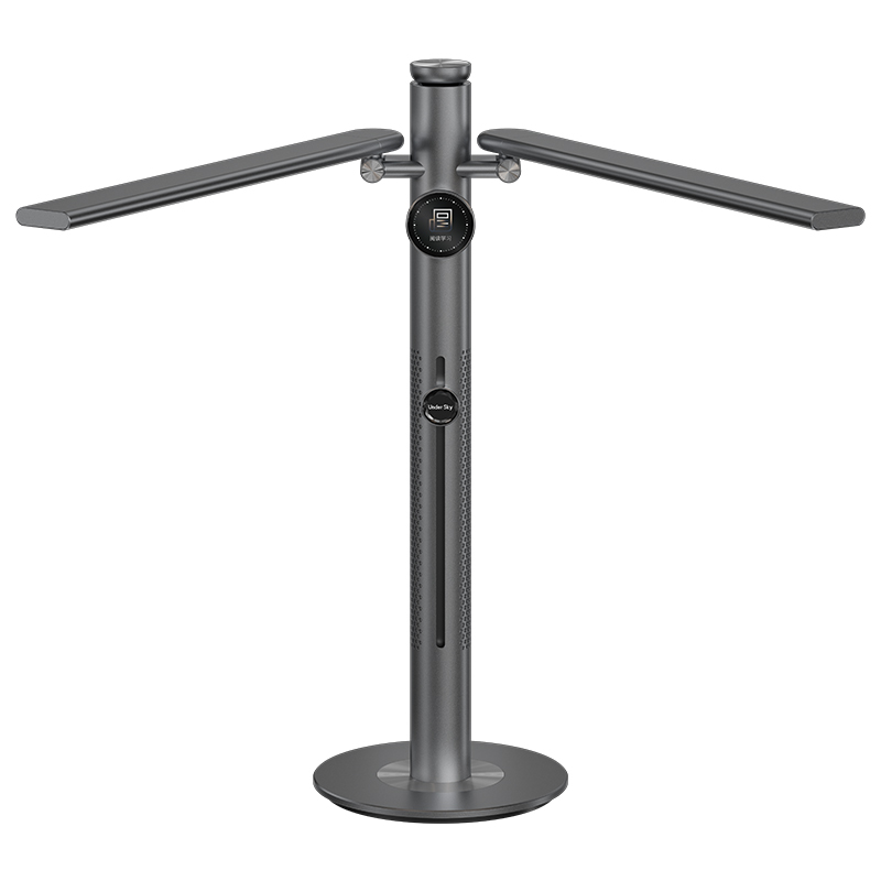 ZX-TS1 desk lamp with two articulated light arms and round base